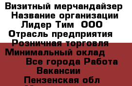Визитный мерчандайзер › Название организации ­ Лидер Тим, ООО › Отрасль предприятия ­ Розничная торговля › Минимальный оклад ­ 15 000 - Все города Работа » Вакансии   . Пензенская обл.,Мокшанский р-н